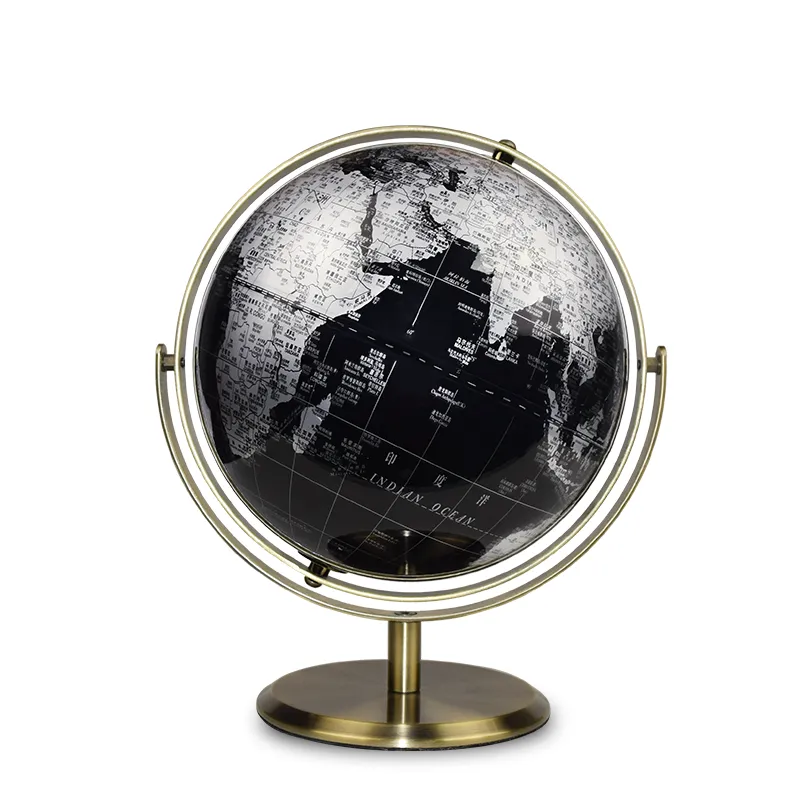 22.8cm Artistic Globe with a Silver Metallic Finish - World Globe
